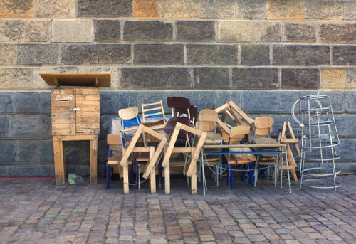 Assorted old furniture ready for disposal