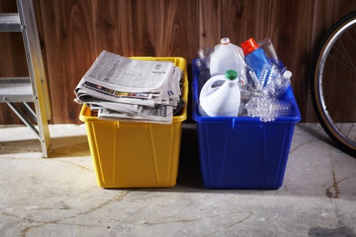 Happy employees in a clutter-free office environment post-clearance
